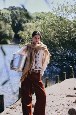 Hoss Intropia Claudia. Blusa bordada Marfil Outlet