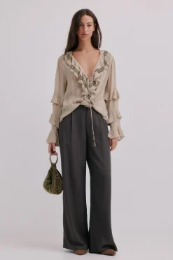 Hoss Intropia Clotilde. Blusa romántica Beige Sale