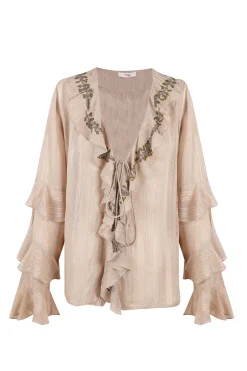 Hoss Intropia Clotilde. Blusa romántica Beige Sale