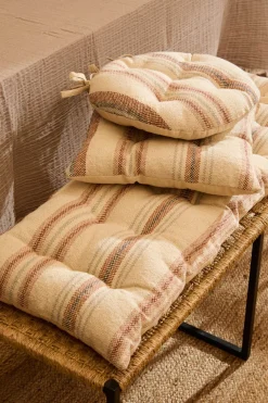 Calma House Cojín de silla redondo a rayas en tonos tierra Peru naranja Outlet