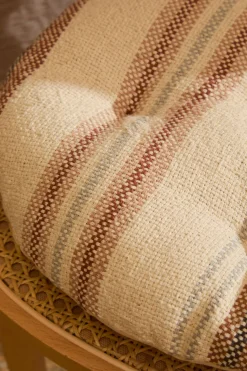 Calma House Cojín de silla redondo a rayas en tonos tierra Peru naranja Outlet