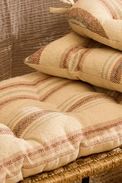 Calma House Cojín de silla redondo a rayas en tonos tierra Peru naranja Outlet