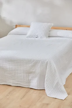 Calma House Colcha de algodón nido de abeja Panal blanco Hot