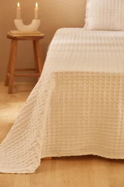 Calma House Colcha de algodón nido de abeja Panal blanco Hot