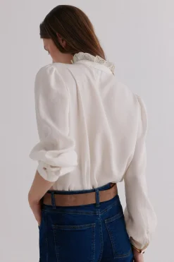 Hoss Intropia Colette. Blusa bordada Marfil