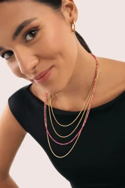 Singularu Collar Cleopatra Pink Acero Baño Oro amarillo New