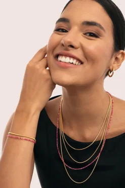 Singularu Collar Cleopatra Pink Acero Baño Oro amarillo New