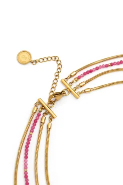 Singularu Collar Cleopatra Pink Acero Baño Oro amarillo New