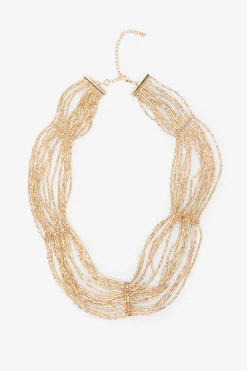Cortefiel Collar multiple de cuentas Dorado Outlet