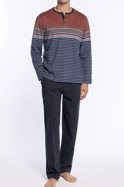 Punto Blanco Conjunto de pijama largo con cuello tapeta Sophisticated gris New