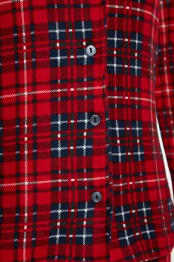 Trendyol Conjunto pijama camisero cuadros rojo Online