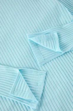 Trendyol Conjunto pijama canalé aberturas turquesa verde Online