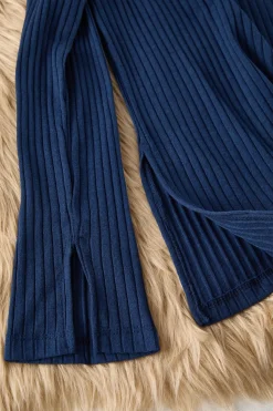 Trendyol Conjunto pijama canalé aberturas azul Discount