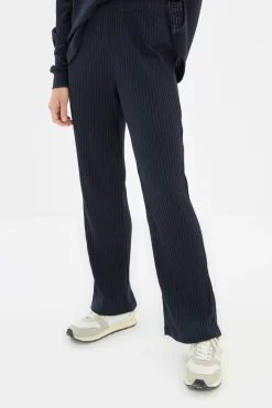 Trendyol Conjunto pijama canalé con capucha azul