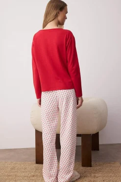 Trendyol Conjunto pijama corazones rojo