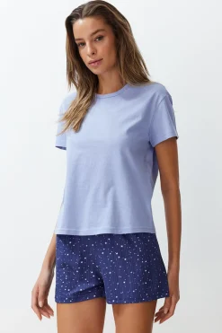 Trendyol Conjunto pijama corto estrellas azul New