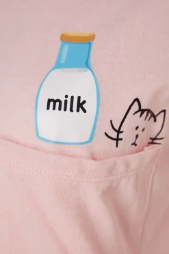 Trendyol Conjunto pijama corto volantes rosa Sale