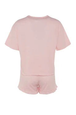 Trendyol Conjunto pijama corto volantes rosa Sale