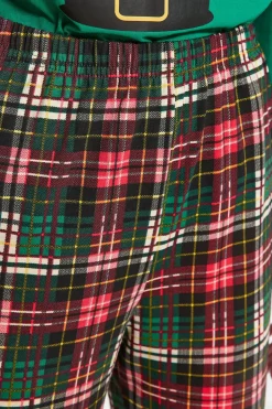 Trendyol Conjunto pijama cuadros Navidad Papá Noél verde New