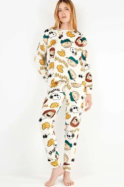 Gisela Conjunto pijama en polar elástico Peanuts blanco