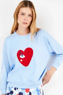 Gisela Conjunto pijama en punto interlock motivos corazones azul Outlet