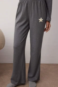 Trendyol Conjunto pijama estrellas bordadas gris New
