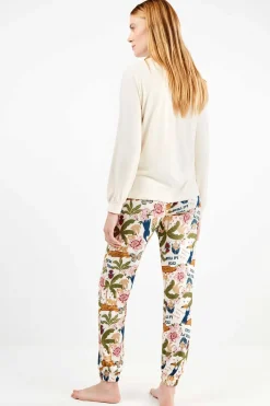 Gisela Conjunto pijama Frida Kahlo en punto all-over beige