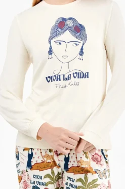Gisela Conjunto pijama Frida Kahlo en punto all-over beige