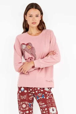 Gisela Conjunto pijama Frida Kahlo punto interlock rosa Discount