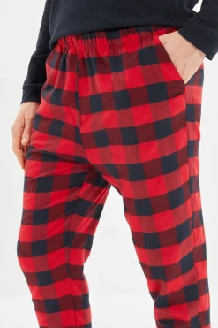 Trendyol Conjunto pijama hombre cuadros rojo y azul estampado Clearance
