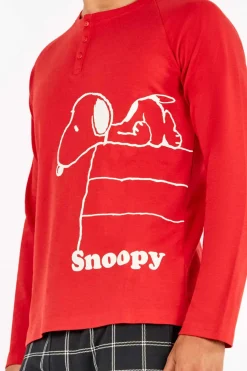 Gisela Conjunto pijama hombre de punto interlock Snoopy rojo Online