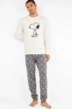 Gisela Conjunto pijama hombre estampado Snoopy blanco Hot