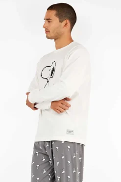 Gisela Conjunto pijama hombre estampado Snoopy blanco Hot