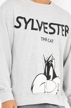 Gisela Conjunto pijama hombre Sylvester en punto interlock gris Discount