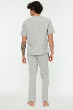 Trendyol Conjunto pijama largo rayas gris Sale