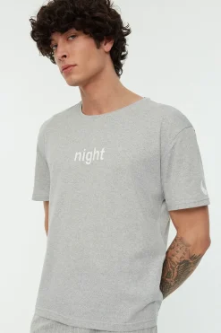 Trendyol Conjunto pijama largo rayas gris Sale