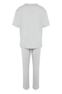 Trendyol Conjunto pijama largo rayas gris Sale