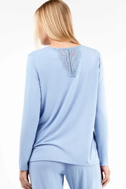 Gisela Conjunto pijama monocolor azul Discount