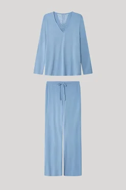 Gisela Conjunto pijama monocolor azul Discount