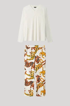 Gisela Conjunto pijama pantalón estampado tigres beige Discount