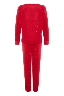 Trendyol Conjunto pijama polar lunares rojo Sale
