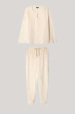 Gisela Conjunto pijama tejido polar elástico beige Hot