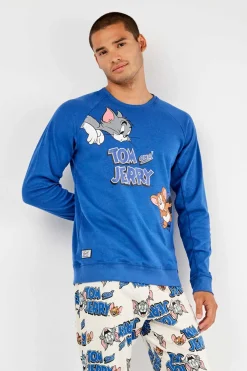 Gisela Conjunto pijama Tom & Jerry en punto interlock azul Hot