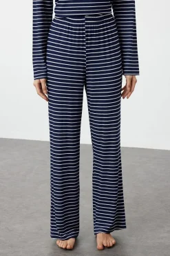 Trendyol Conjunto pijama viscosa rayas arco iris azul Best