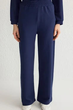 Trendyol Conjunto top y pantalón con cuello polo azul Outlet