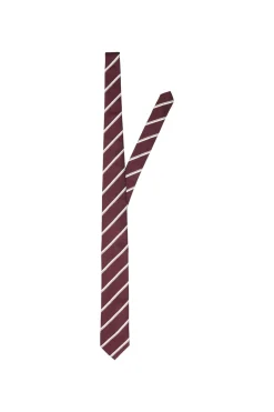 Selected Corbata de rayas confeccionada con materiales reciclados Granate New