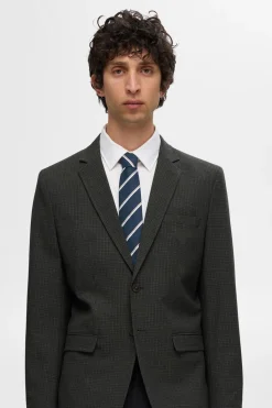 Selected Corbata de rayas confeccionada con materiales reciclados Azul marino Discount