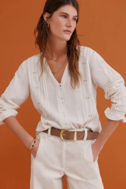 Hoss Intropia Covadonga. Blusa bordada Marfil Best