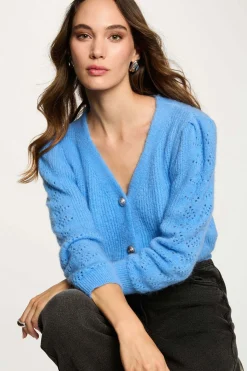 Morgan Cárdigan ajustado cuello en V Azul Clearance