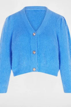 Morgan Cárdigan ajustado cuello en V Azul Clearance